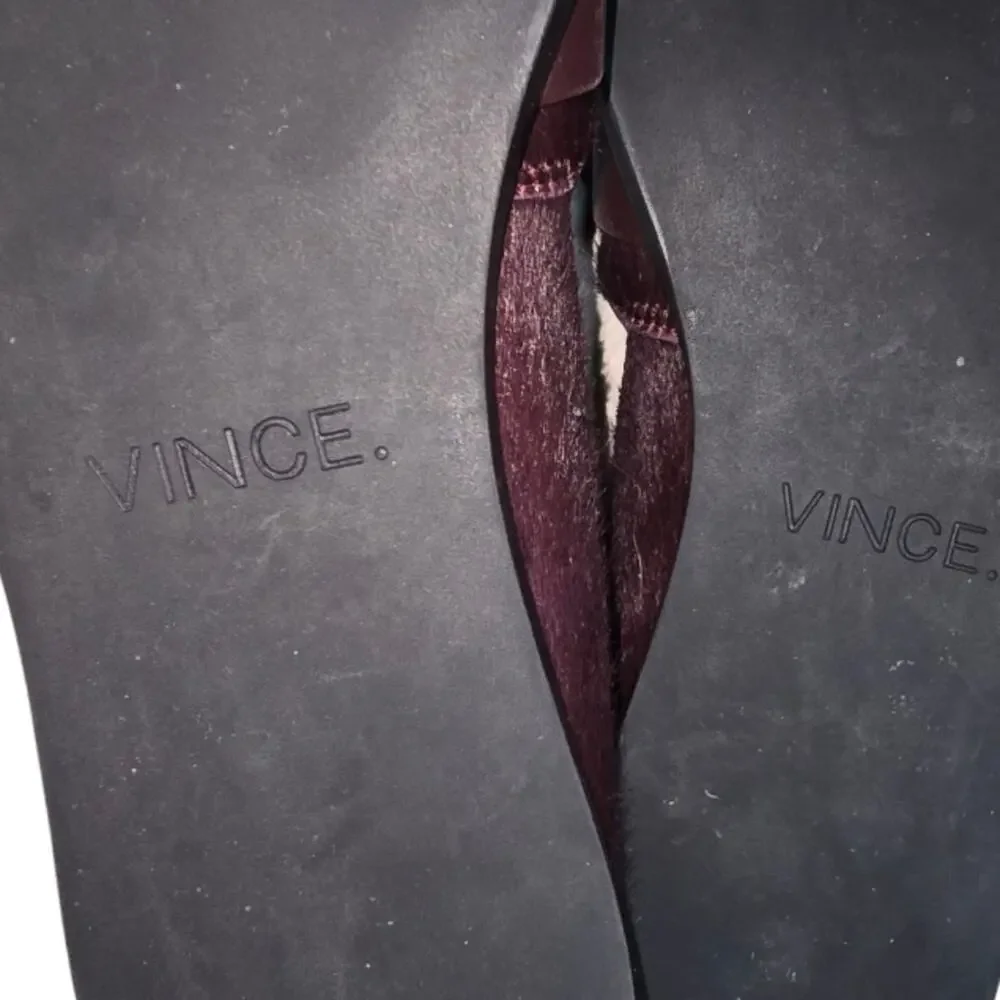 Vince Mason Burgundy Purple Casual Leather Calf Hair Flats Loafers Size 6.5